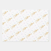 Frohe Weihnachten in Gold mit Snowflake Geschenkpapier Set (Vorderseite)