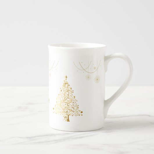 Frohe Weihnachten in Gold Porzellantasse (Rechts)