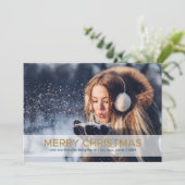 Frohe Weihnachten in Gold, Single Foto Weihnachtsk (Stehend Vorderseite)