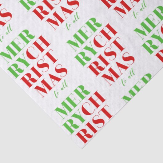 Frohe Weihnachten in Grün und Rot Seidenpapier (Detail)