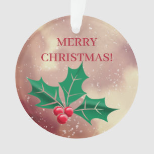 Frohe Weihnachten in Grün und Rot - Stechpalme Ornament