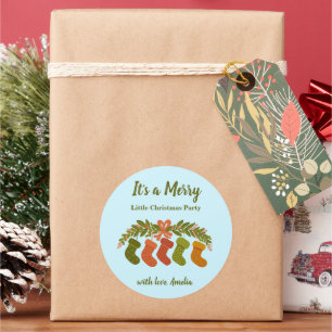Frohe Weihnachten in Holly's Boots Party-Geschenk Runder Aufkleber