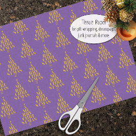 Frohe Weihnachten in Imitaten Gold über Lila Typog Seidenpapier