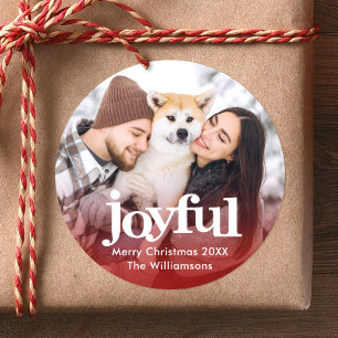 Frohe Weihnachten in moderner roter Schrift fett Runder Aufkleber