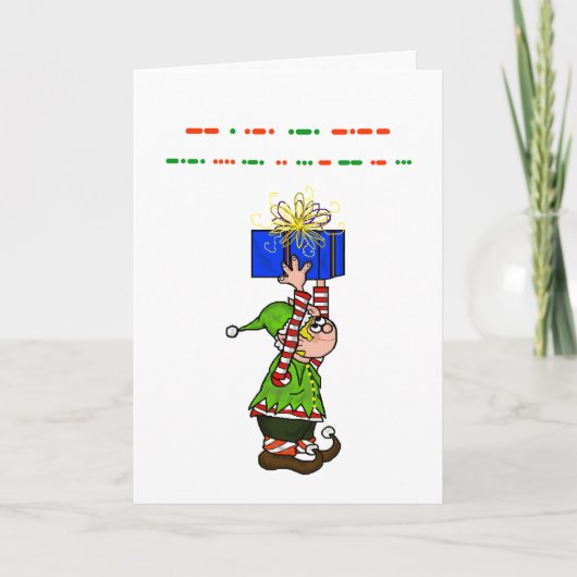 Frohe Weihnachten in Morse Code Card mit Elf (Vorderseite)