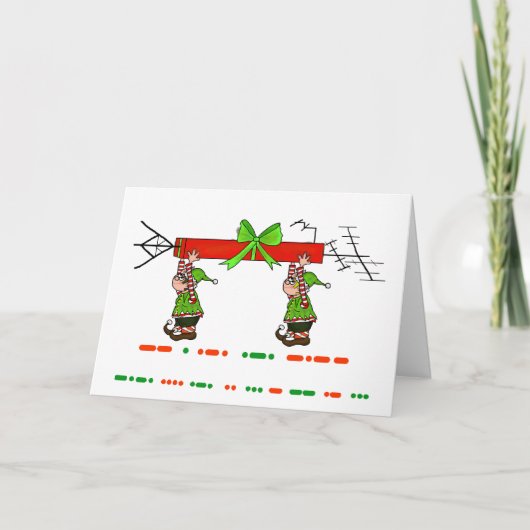 Frohe Weihnachten in Morse Code + Elfen & Antenne (Vorderseite)