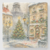 Frohe Weihnachten in Paris Stein Untersetzer (Vorderseite)