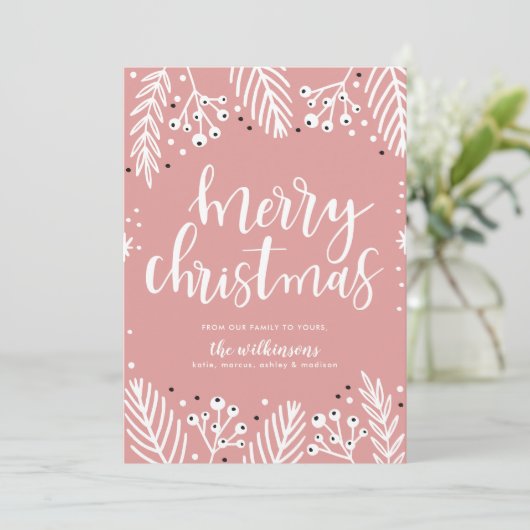 Frohe Weihnachten in Rosa (Stehend Vorderseite)