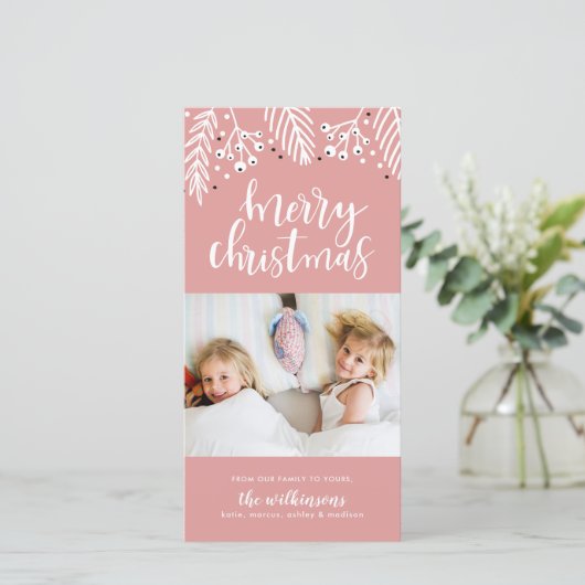 Frohe Weihnachten in Rosa (Stehend Vorderseite)