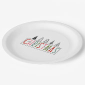 Frohe Weihnachten in Rosa Aquamariner grüner Schwa Pappteller (Schrägansicht)