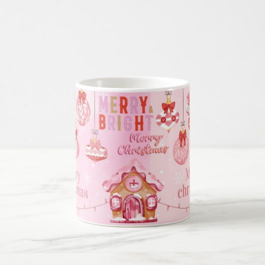 Frohe Weihnachten in Rosa Kaffeetasse (Mittel)