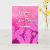 Frohe Weihnachten in Rosa mit Kiefernzweigen Karte (Gelbe Blume)