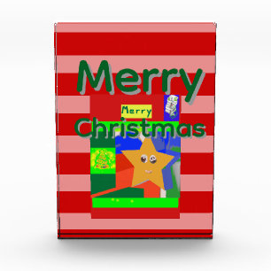 Frohe Weihnachten in Rosa und Rot Fotoblock