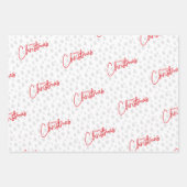 Frohe Weihnachten in Rot mit grauen Weihnachtsbaum Geschenkpapier Set (Vorderseite 2)