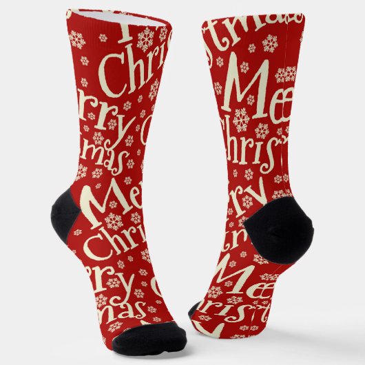 Frohe Weihnachten in Rot Socken (Gewinkelt)