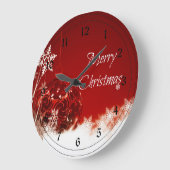 Frohe Weihnachten in Rot und Weiß Große Wanduhr (Winkel)