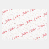 Frohe Weihnachten in Roter Schrift mit Gold Snow Geschenkpapier Set (Vorderseite 3)