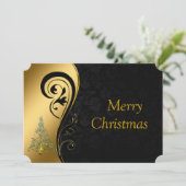 Frohe Weihnachten in Schwarz und Gold (Stehend Vorderseite)