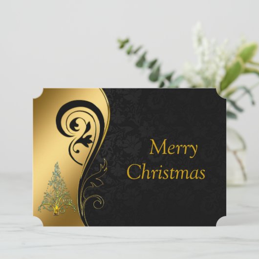 Frohe Weihnachten in Schwarz und Gold (Stehend Vorderseite)