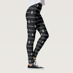 Frohe Weihnachten in Schwarz und Weiß Leggings
