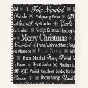 Frohe Weihnachten in verschiedenen Sprachen Notizblock