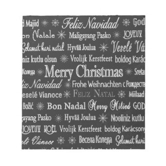 Frohe Weihnachten in verschiedenen Sprachen Notizblock