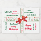 Frohe Weihnachten in verschiedenen Sprachen person Schaumweinetikett (Einzelnes Label)