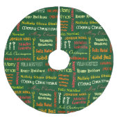 Frohe Weihnachten in verschiedenen Sprachen Polyester Weihnachtsbaumdecke (Vorderseite)