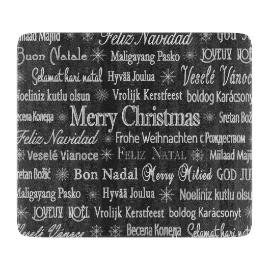 Frohe Weihnachten in verschiedenen Sprachen Schneidebrett (Vorderseite)