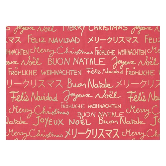 Frohe Weihnachten in verschiedenen Sprachen Tischdecke (Vorderseite (Horizontal))