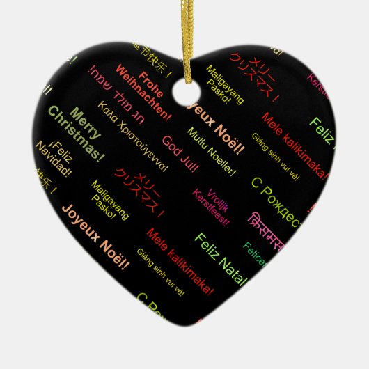 Frohe Weihnachten in verschiedenen Weltsprachen Keramik Ornament (Vorne)