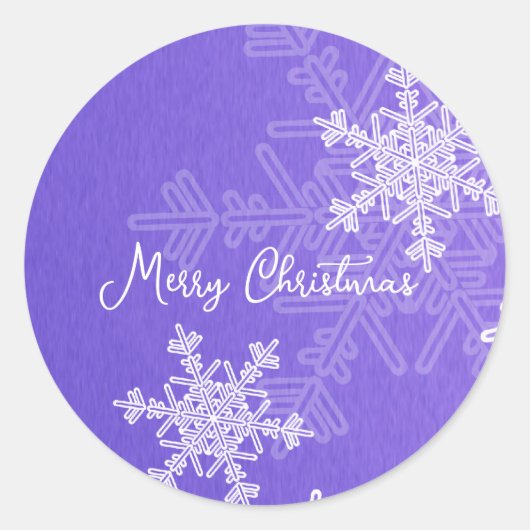 Frohe Weihnachten Indigo White Snowflake Minimalis Runder Aufkleber (Vorderseite)