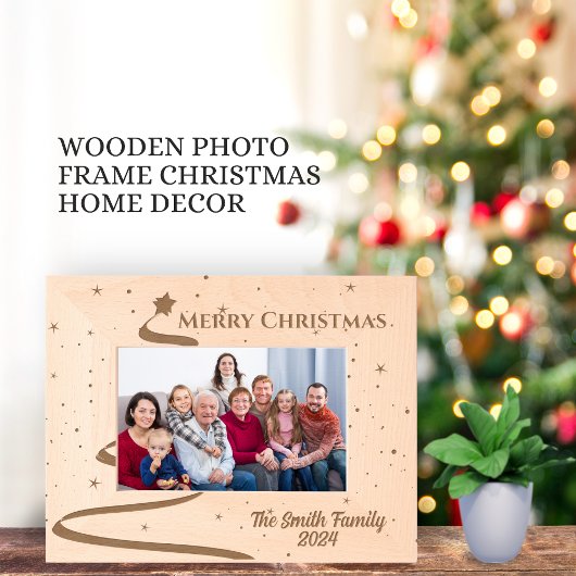 Frohe Weihnachten individualisierbare Familienname Geätzte Rahmen