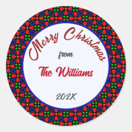 Frohe Weihnachten individuell anpassbare Familie Runder Aufkleber