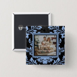 Frohe Weihnachten individuelle Foto blau Button