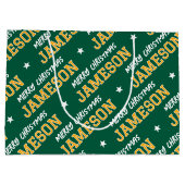 Frohe Weihnachten Individuelle Name Green Gold Große Geschenktüte (Rückseite)