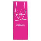 Frohe Weihnachten Individuelle Name Moderner Chic Geschenktüte Für Weinflaschen (Rückseite)