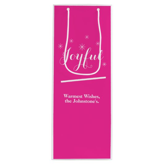 Frohe Weihnachten Individuelle Name Moderner Chic Geschenktüte Für Weinflaschen (Vorderseite)