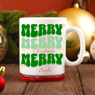 Frohe Weihnachten Individuelle Name Retro Groovy G Tasse