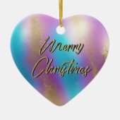 Frohe Weihnachten Iridescent Rainbow Glam Keramik Ornament (Vorne)