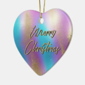 Frohe Weihnachten Iridescent Rainbow Glam Keramik Ornament (Links)
