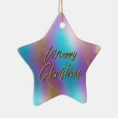 Frohe Weihnachten Iridescent Rainbow Glam Keramik Ornament (Rechts)