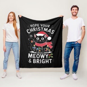 Frohe Weihnachten ist Miezig und Hell Katze Xmas Fleecedecke