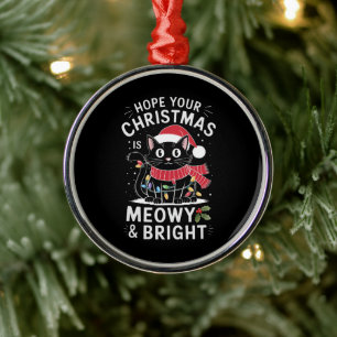 Frohe Weihnachten ist Miezig und Hell Katze Xmas Ornament Aus Metall