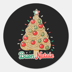 Frohe Weihnachten Italienische Pasta-Weihnachtsbau Runder Aufkleber