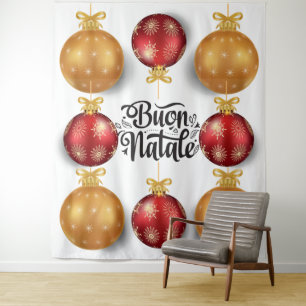 Frohe Weihnachten Italienische rote goldene Weihna Wandteppich