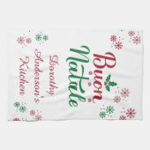 Frohe Weihnachten Italienische Weihnachtsküche Geschirrtuch (Horizontal)