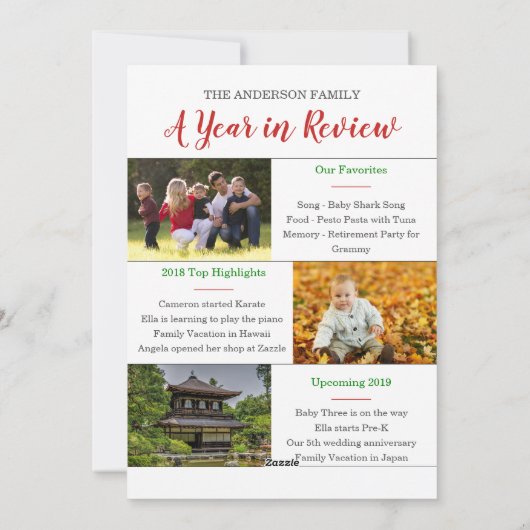 Frohe Weihnachten Jahr in Review 12 Foto Collage (Rückseite)