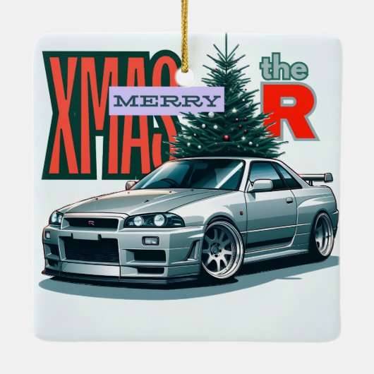 Frohe Weihnachten - (JDM Legends) Keramikornament (Rückseite)