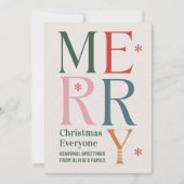 Frohe Weihnachten Jeder feierliche Retro Typografi Einladung (Vorderseite)